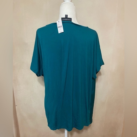 Lane Bryant women's 14/16 deep turquoise side tie front satin blouse NWT - Picture 4 of 5
